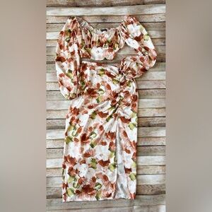 Abercrombie & Fitch Women's Satin Floral Print Top & Skirt Set Size Small